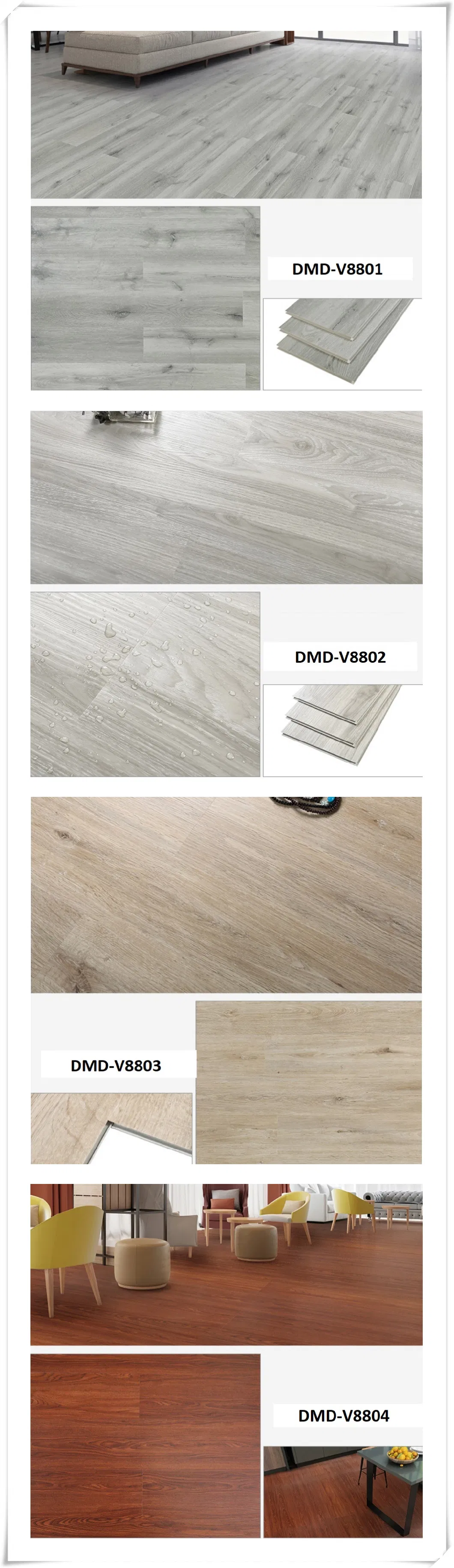 Eir Textured Wood Herringbone Floating Parquet Luxury Rigid PVC Vinyl Plank Spc Flooring in Stock